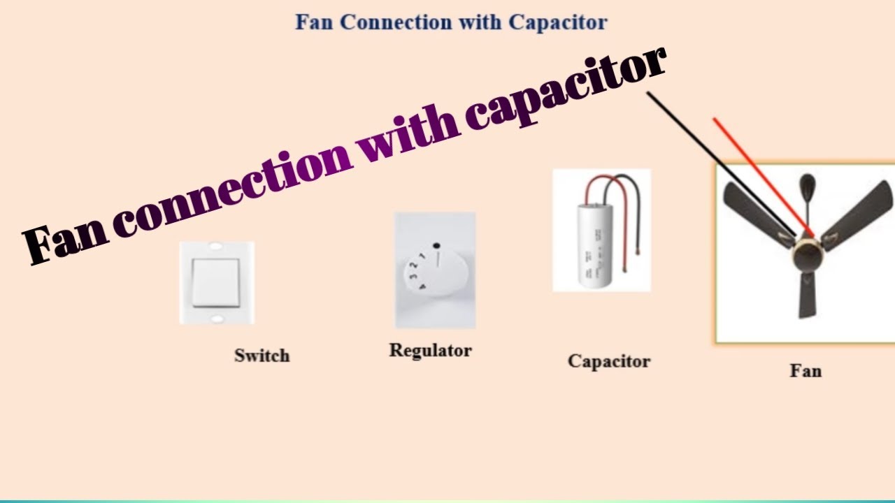 Fan connection with capacitor/fan connection using regulator ...