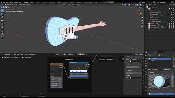 Stylized Guitar in Blender with procedural textures (Demo Video)