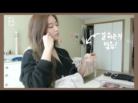 [아랫배] VLOG, 일 안하는 것 같은..(아님) 재택근무 브이로그, 가디건 보풀 제거하기, 크로플 만들어먹기! 윗배의 깜짝 생일 선물ㅠ 백예린 LP 언박싱