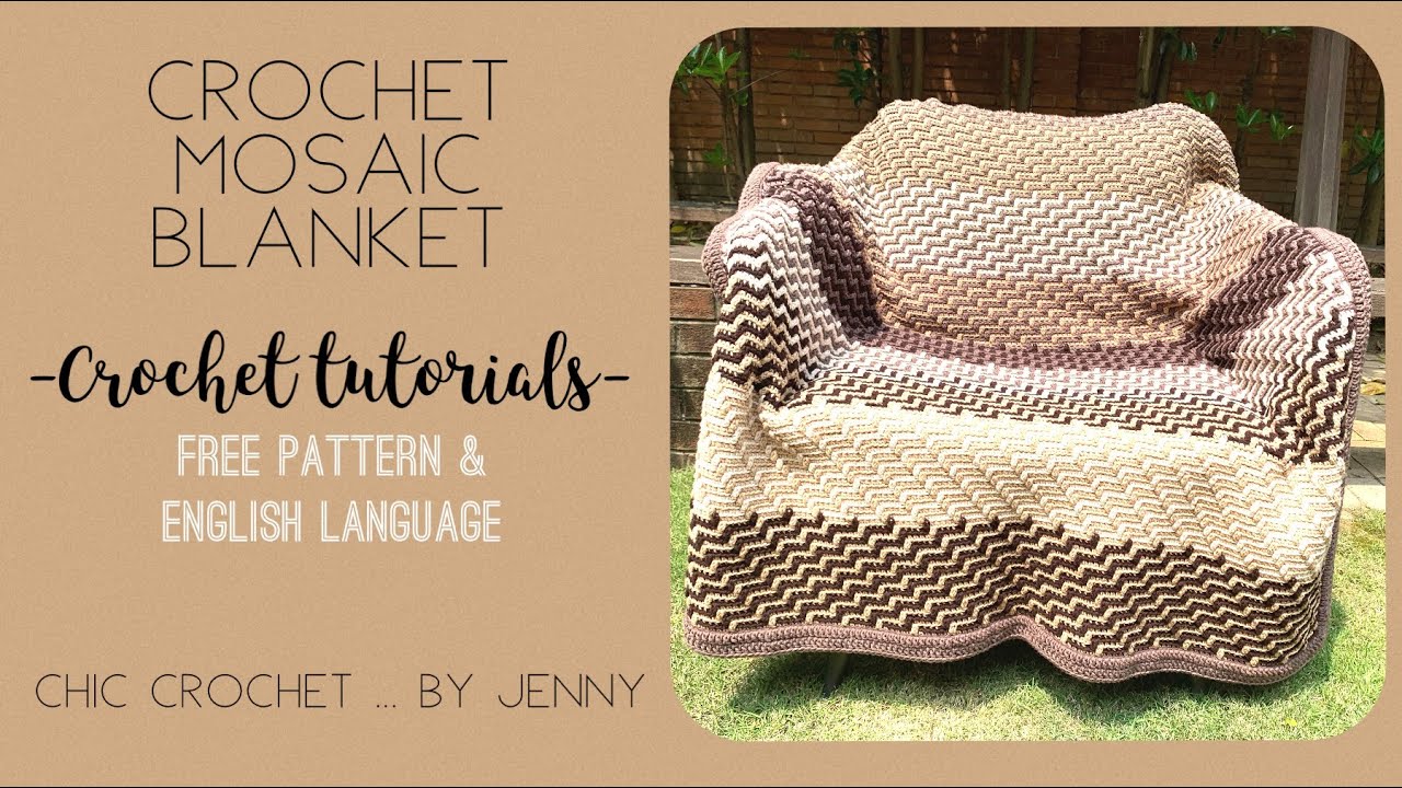 How to crochet a mosaic blanket with a double border! Easier than it
