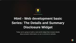 Html - Web development basic Series: The Details and Summary Disclosure Widget