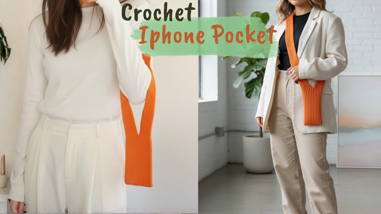 Мастер-класс по вязанию крючком сумки-кармана для iPhone | Вариант на запястье и через плечо | Пр...