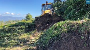Mountain Logging Deck Road-Facilitating Trading Villagers-JCB Backhoe