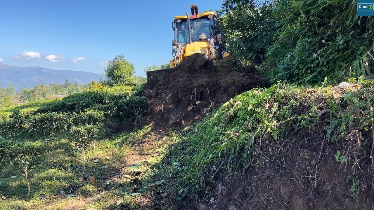 Mountain Logging Deck Road-Facilitating Trading Villagers-JCB Backhoe