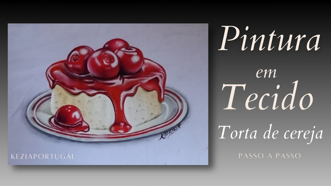 🔴Como Pintar TORTA com CEREJAS em tecido[ Aula completa e passo a passo]