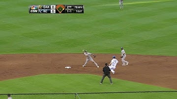 OAK@KC: Callaspo starts double play to end 2nd inning