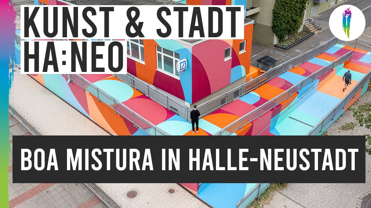 Boa Mistura in Halle Neustadt - riesiges Mural und Bodenmalerei (ha:neo 2021)