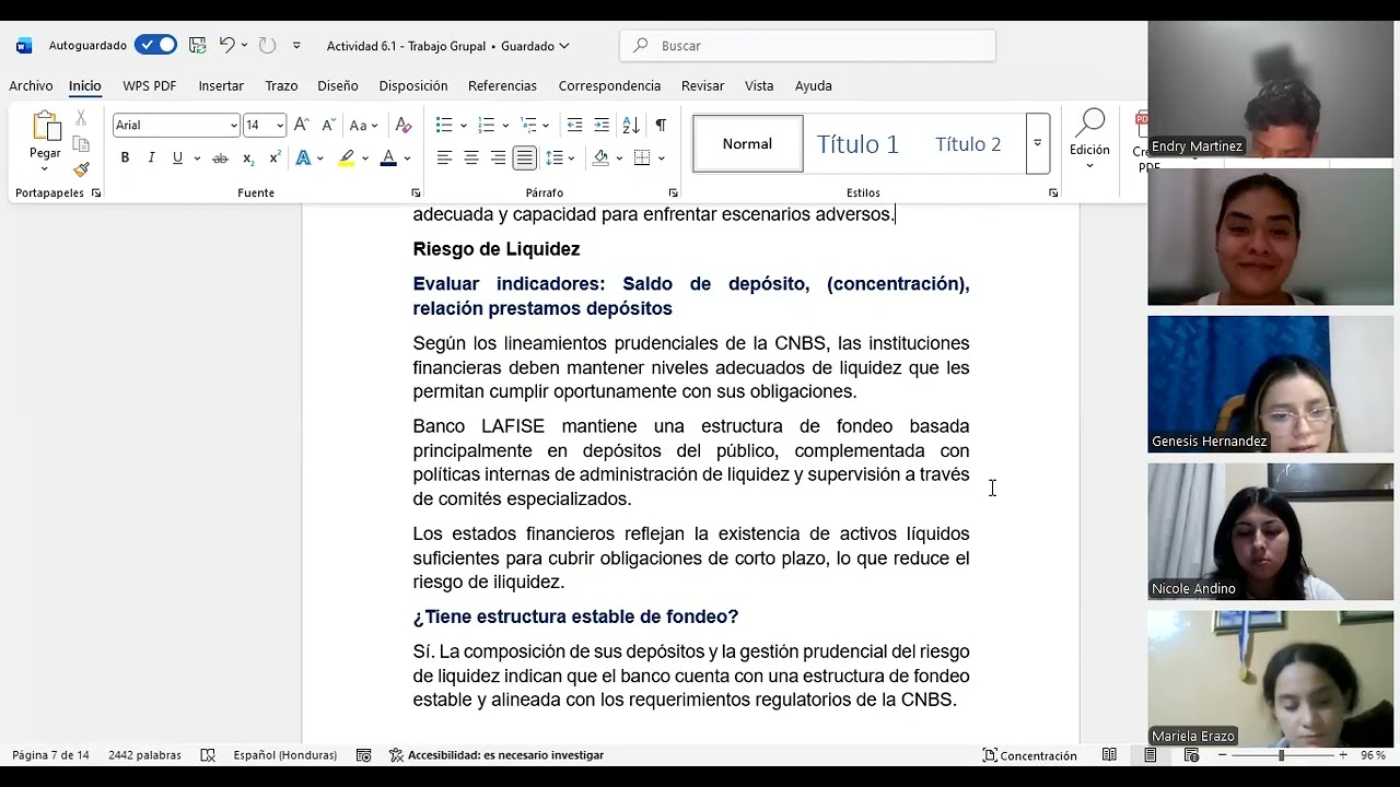 Actividad 6.1 “Diagnóstico Integral de Riesgo de un Banco Hondureño” (GRUPAL)