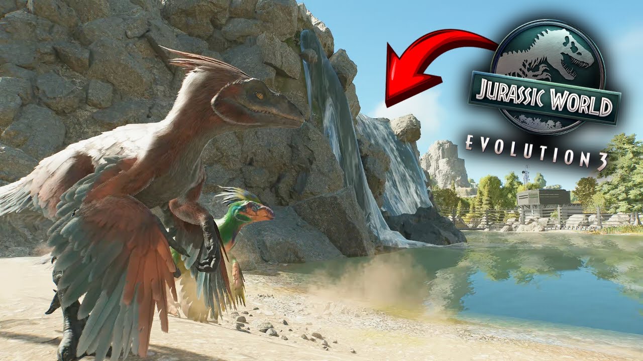 WATERFALL PYRORAPTOR EXHIBIT BUILD! - Jurassic World Evolution 3