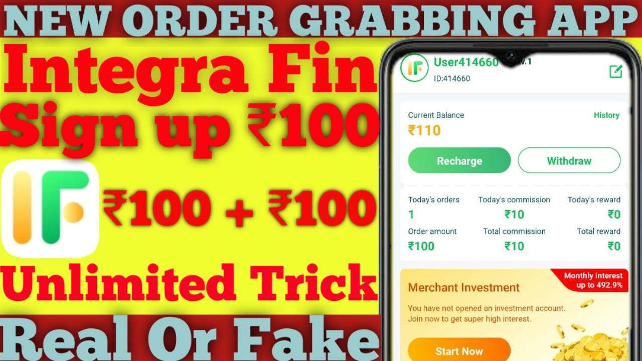 Integra Fin App | New Order Grabbing App | New Task Earing Today | New Order Grabbing 2021