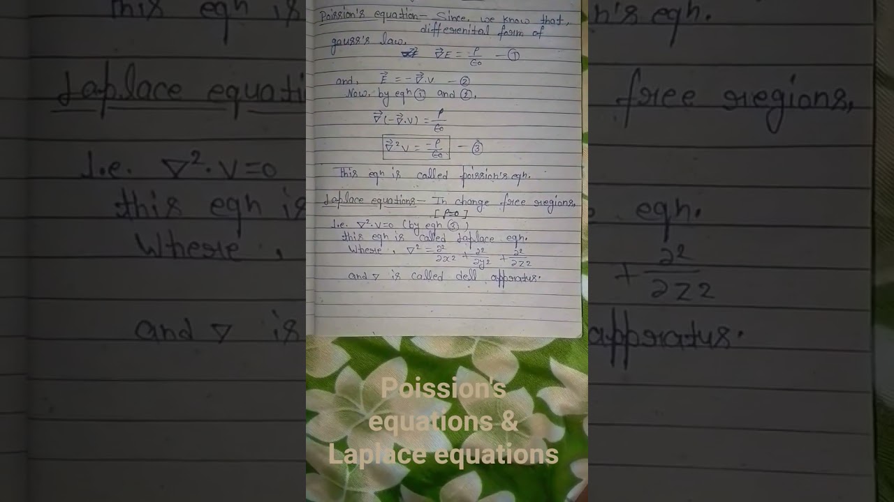 poission's equations & Laplace equations # physics # B.sc. 3rd semester ## hinglish language ##
