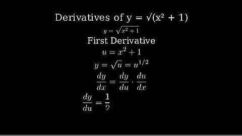 y = sqrt(x^2 + 1), Find the first and second derivatives of the function.