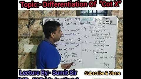 Differentiation Of "Cot X" By Ab-initio Method{11th Physics Basics}