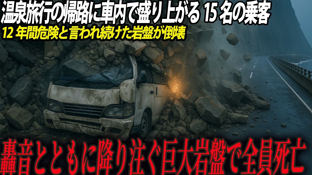 【事故映像あり】「こんな綺麗な景色見たことない♪」美しい海岸道路を走るマイクロバスを街が隠し続けた危険な岩盤に飲み込まれる…。あの日の「玉川岩盤崩落事故」