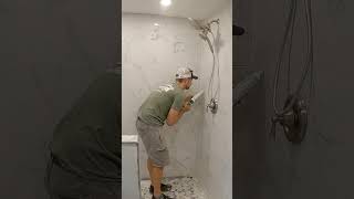 Adding Stainless Steel Corner Shelves to a New Shower | #shorts