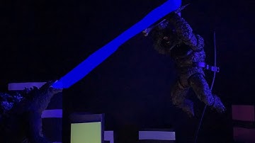 Kong hits Godzilla with his axe stop motion test