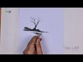 Charcoal Tree Reflection Sketch | SSM Art