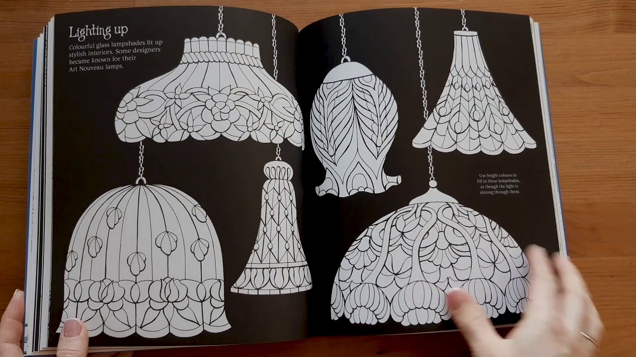 Decorative arts patterns to colour - Usborne - YouTube