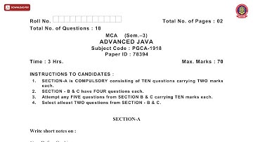 MCA 3RD SEM ADVANCED JAVA JAN 2021 | PTU