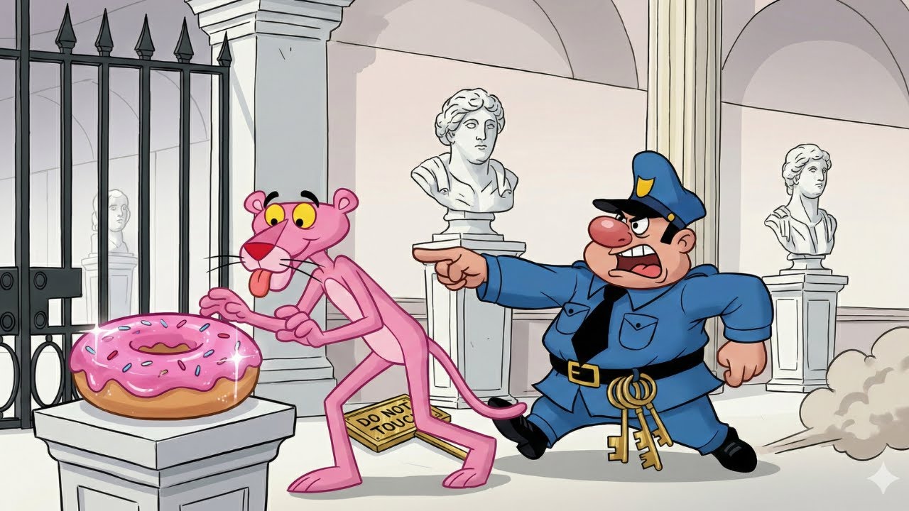 Pink Panther vs. The Giant Donut! 🍩 (Funny Classic Animation)