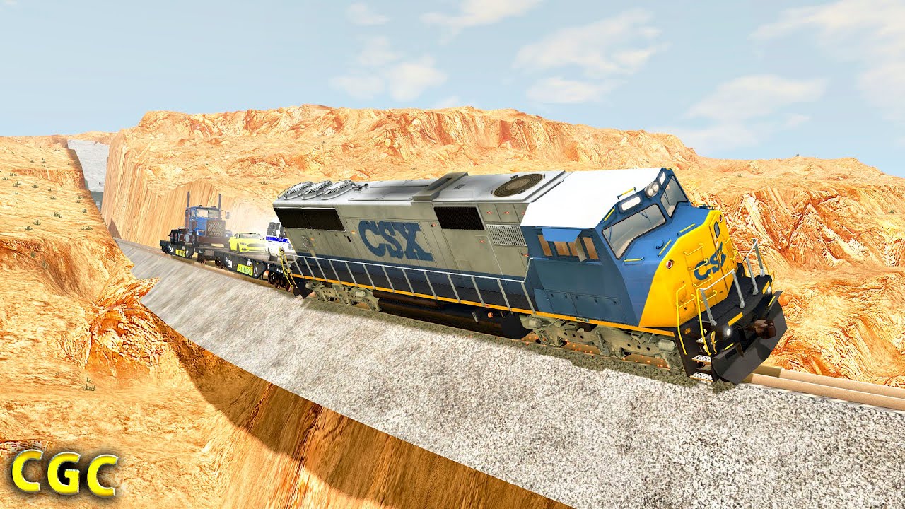 Train downhill drive crash BeamNG Drive