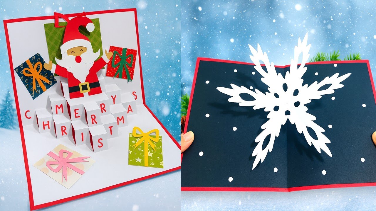 2 Amazing Christmas Pop-Up Cards | Easy DIY Santa & Snowflake | DG