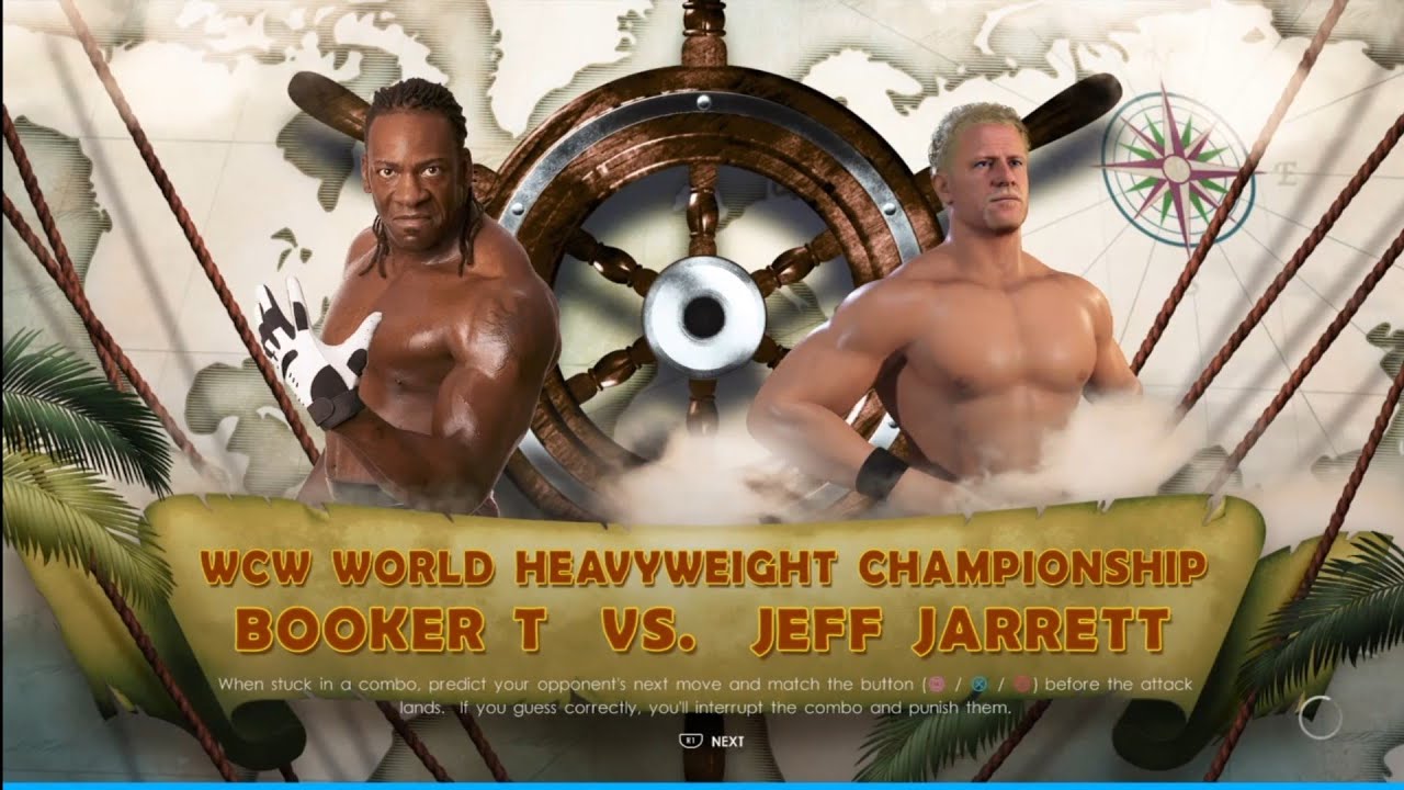 Booker T vs Jeff Jarrett. Bash At Beach 2000. WWE 2K22