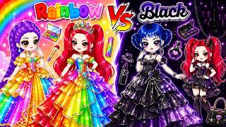 K - Pop Demon Hunters Glow Up Rumi & Mira Rainbow Vs Black Dress Up Playset Diy Fashion Paper Dolls