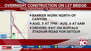 VIDEO: TxDOT to close northbound I-27 bridge near Canyon overnight