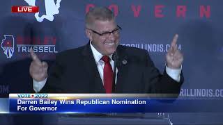 Darren Bailey addresses supporters after winning GOP nomination for governor
