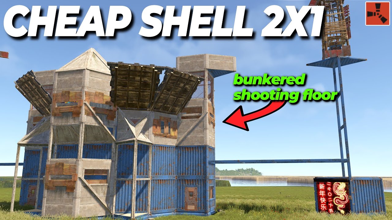 Mini Shell 2X1 with BUNKERED Shooting Floor Base Design | RUST - YouTube
