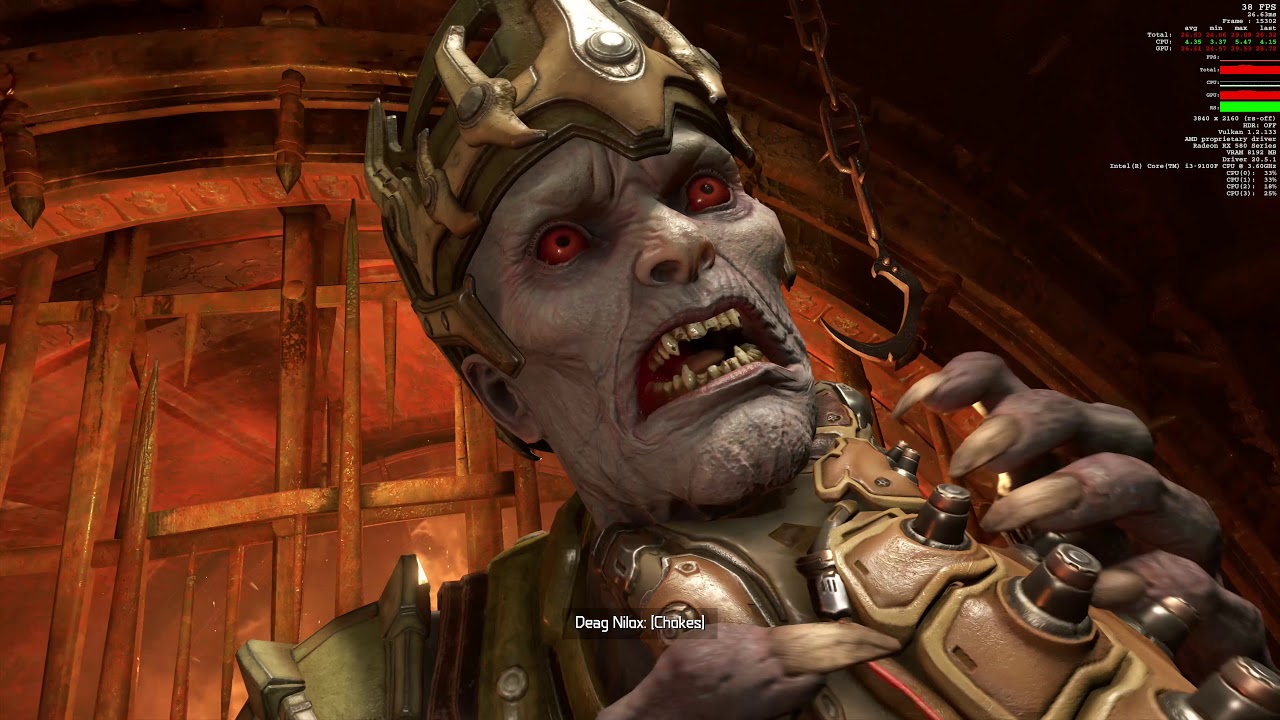 DooM Eternal 4K Benchmark Gameplay i3 9100F RX 580 8gb Ultra Nightmare graphics