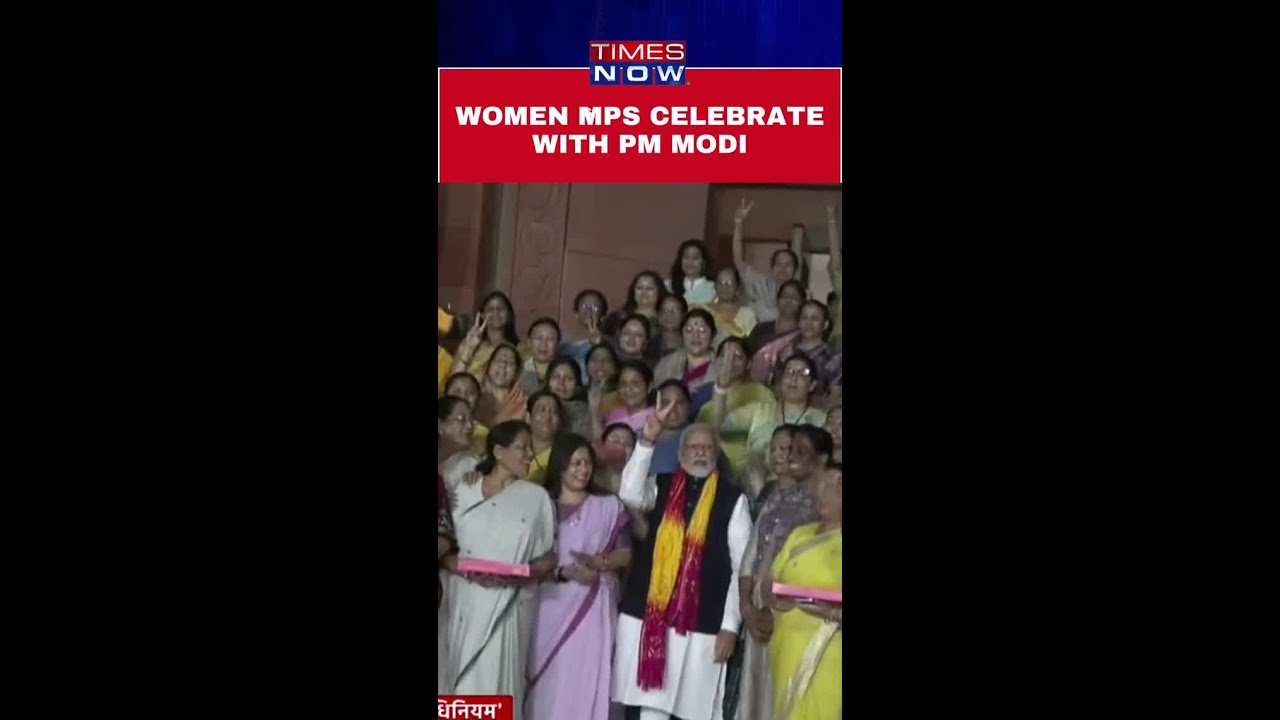 Women MPs Poses With PM Modi After Women’s Reservation Bill Passed In Rajya Sabha 