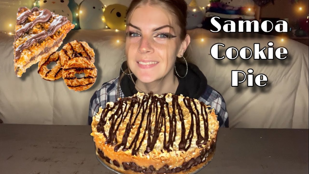 GOOEY SAMOA COOKIE PIE MUKBANG! (Vegan) (No Talking)