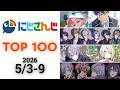 【2026/5/3-9】にじさんじ 歌ってみた&オリジナルソング 週間再生数ランキング TOP 100 + 新曲