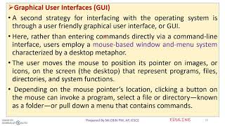 MODULE 1 - TOPIC 11 - OPERATING SYSTEM SERVICES & USER SYSTEM INTERFACES