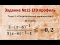 (2-〖(x-6)〗^(-1))/(5〖(x-6)〗^(-1)-1)≤-0,2 Задание 15 ЕГЭ профиль рациональное неравенство