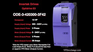Ode-3-420300-3F42 10Hp, 30A, 200V-240V, Three Phase Invertek Optidrive E3