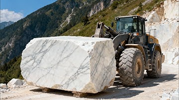 CAT 966F in Action: Loading Giant Marble Blocks!