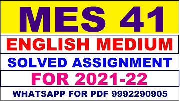 MES 41 Solved Assignment 2021-22 in ENGLISH | MES 41 Solved Assignment 2021-22 | MES 41 2021-22