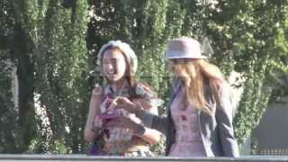 Leighton Meester and Blake Lively on the set of Gossip Girl in Paris at Pont Des Arts