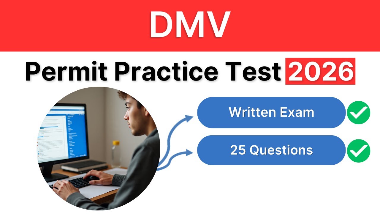 Практический тест для получения водительских прав в DMV 2026: реальный письменный экзамен, 25 воп...