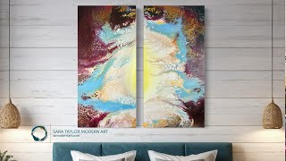 Large Fluid Art Tutorial | How to work on a Diptych.π