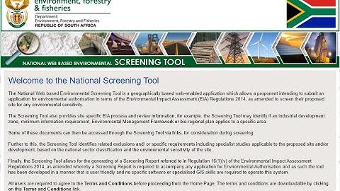 How to use: Department of Environmental Affairs Screening Tool