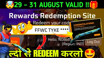 FREE FIRE REDEEM CODE TODAY 29 AUGUST FIRE BUNNY CODE| FF REWARDS REDEEM CODE | FF REDEEM CODE TODAY