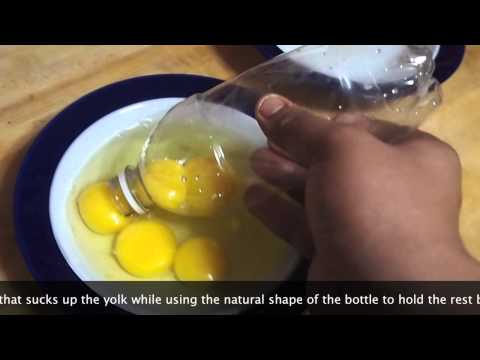 Separating 5 Egg Yolks with a Water Bottle