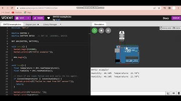 SIMULASI Sensor Suhu dan Kelembaban (DHT22) di WOKWI.COM