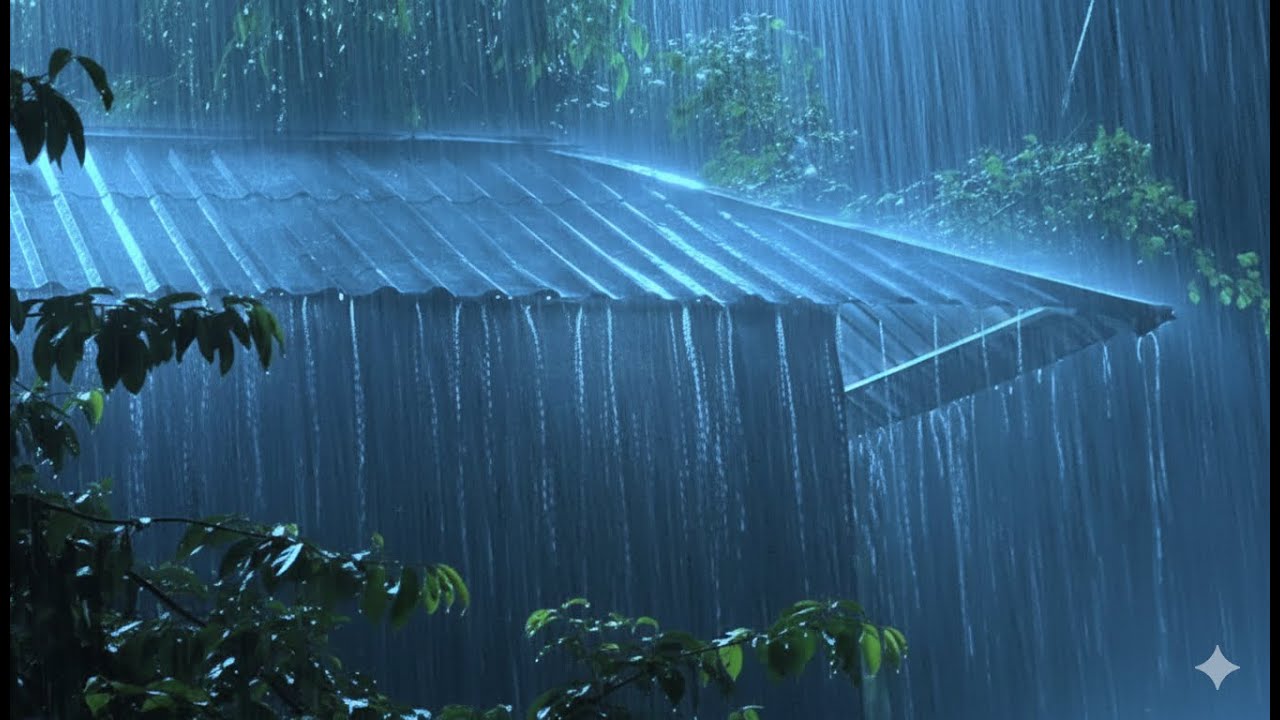 [No Ads] Sleep Hypnosis for Falling Asleep Fast | Heavy Rain Sounds & Powerful Thunder on a Tin Roof