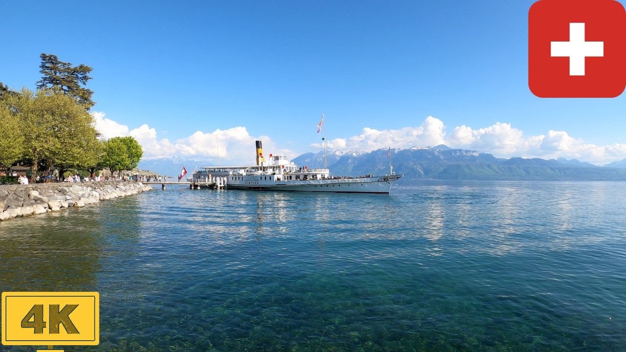 Lutry in Switzerland | Spring【4K】Canton de Vaud, Suisse (Beautiful Swiss town on Lake Geneva)
