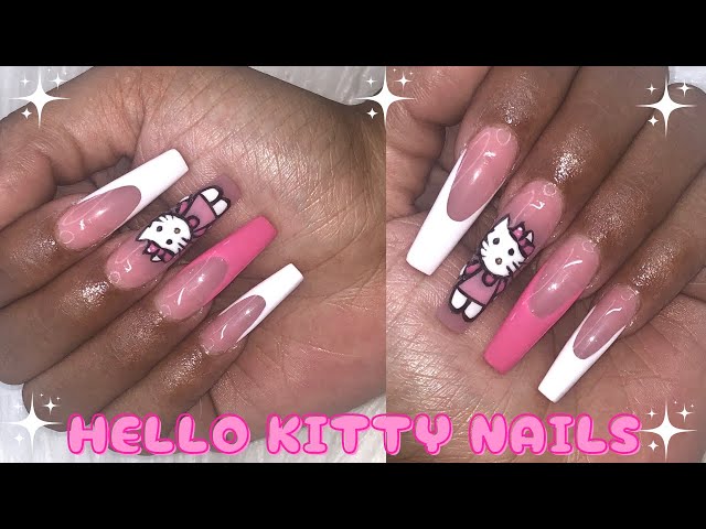 Hello Kitty Nails  Hello kitty nails, Pink acrylic nails, Simple nails